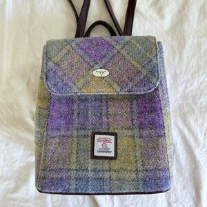 Harris Tweed Glen Appin Lilac Purple Yellow Check Mini Backpack New Without Tags